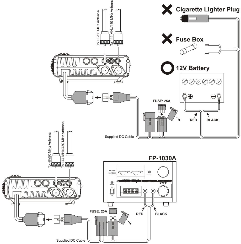 YAESU FT-857 - BRANCHEMENT DE L'ALIMENTATION - 1