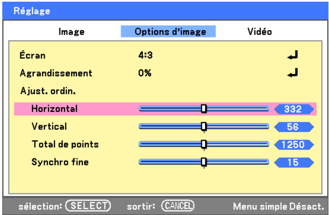SANYO PDG-DXT10L - Menu Options d'image - 1