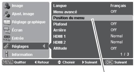 SANYO PLV-1080HD - Position du menu - 1