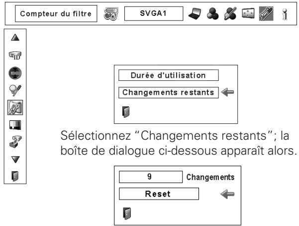 SANYO PLV-WF20 - Remise à zéro du compteur des changements - 1