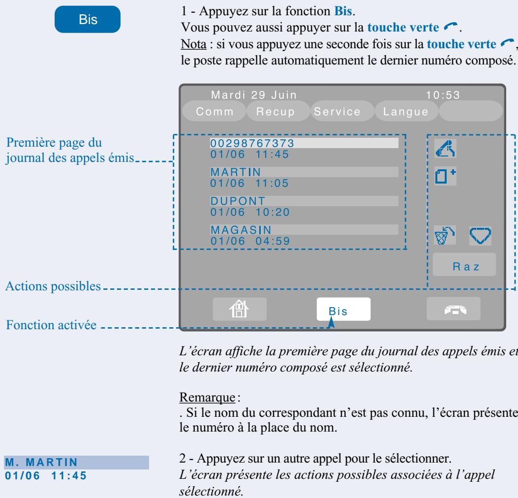 AASTRA M780 - Consulter le journal des appeals émis - 1