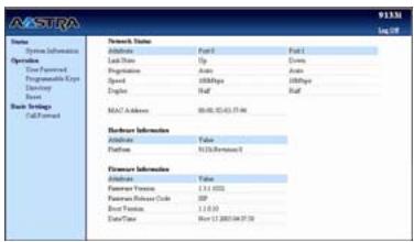 AASTRA 9133I IP PHONE - Accès à l'interface utilisateur Web Aastr - 2