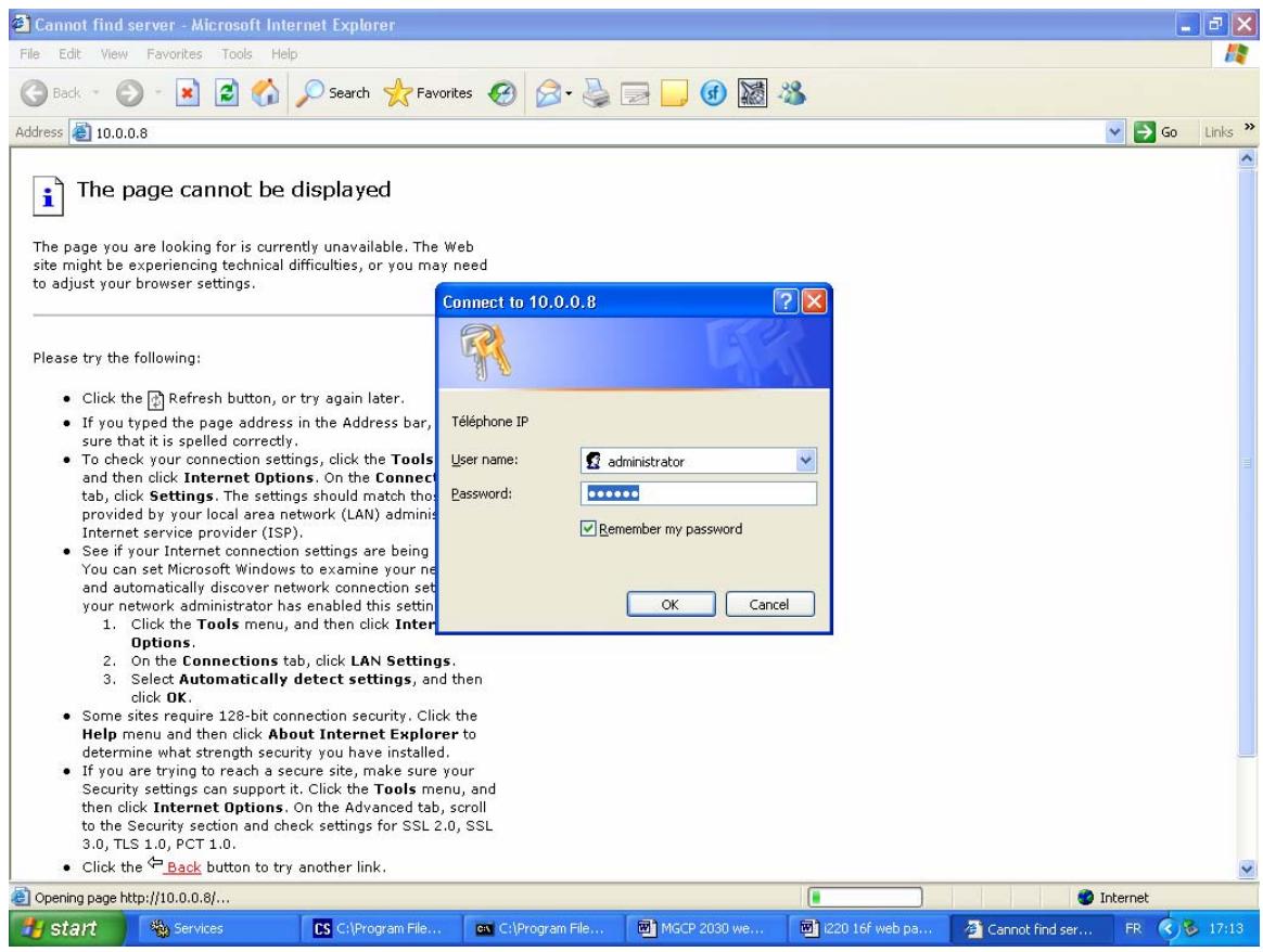 AASTRA I220 SIP - Mode config. 10.0.0.8 - 1