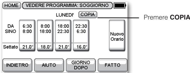 HONEYWELL EVOTOUCH - Copiatura del programma temporale in altri giorni - 1
