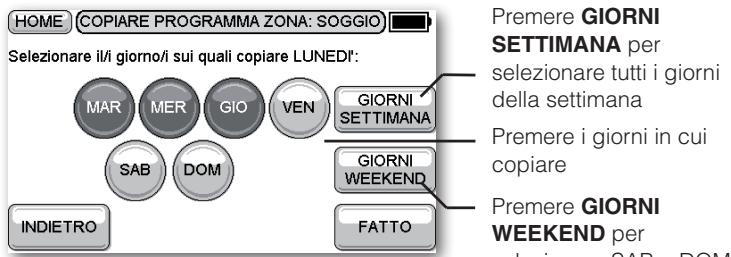 HONEYWELL EVOTOUCH - Copiatura del programma temporale in altri giorni - 2