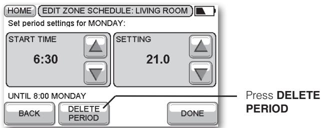 HONEYWELL EVOTOUCH - To delete a period - 1