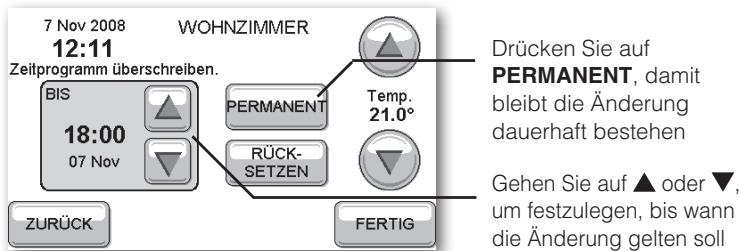HONEYWELL EVOTOUCH - Dauer der manuellen Änderung einstellen - 2