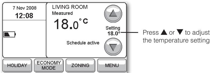 HONEYWELL EVOTOUCH - To override the programmed temperature - 1