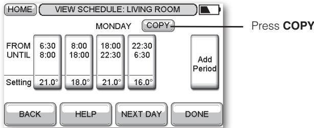 HONEYWELL EVOTOUCH - To copy the schedule to other days - 1