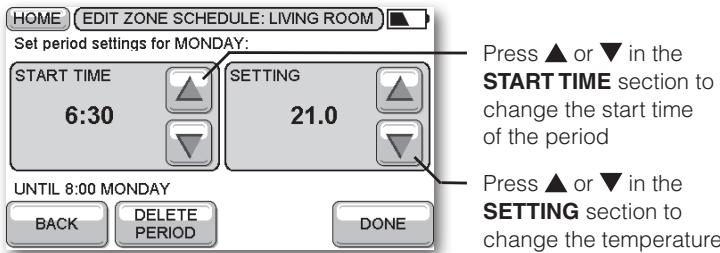 HONEYWELL EVOTOUCH - To edit a period - 1