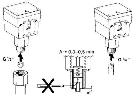 G 1/2" A ≈ 0,3-0,5 mm G 1/4"