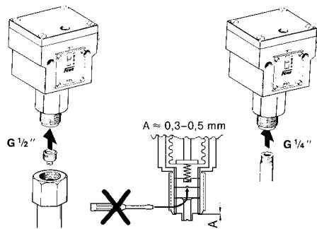 G 1/2" A ≈ 0,3-0,5 mm G 1/4"