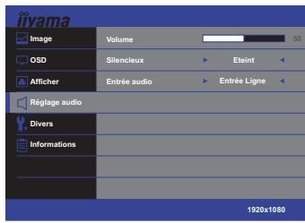 IIYAMA PROLITE X2377HDS - Réglage audio Audio Settings - 1