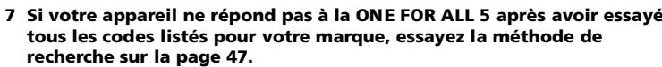 ONE FOR ALL URC 7556 - Exemple pour installer le ONE FOR ALL 5 pour votre téléviseur: - 7