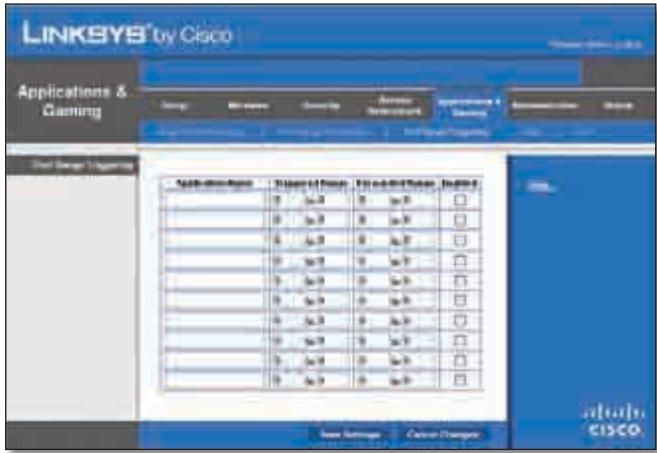 LINKSYS WRT320N - Applications &amp; Gaming > Port Range Triggering (Applicazioni e giochi > Attivazione intervallo porte) - 1