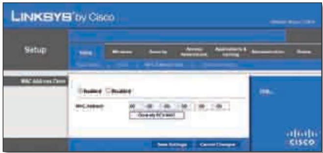 LINKSYS WRT320N - Setup > MAC Address Clone - 1