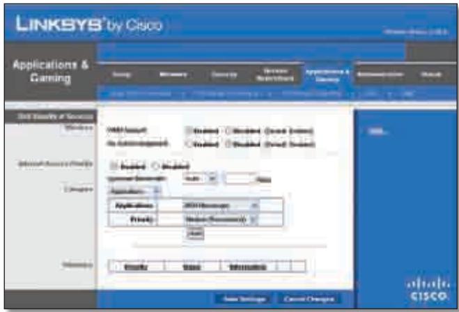 LINKSYS WRT320N - Applications and Gaming (Aplicaciones y juegos) > QoS - 1