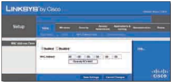 LINKSYS WRT320N - Configuração > Clone de endereço MAC - 1