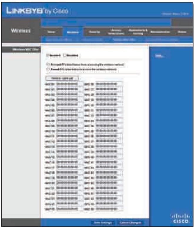 LINKSYS WRT320N - Wireless > Wireless MAC Filter (Wireless > Filtro MAC wireless) - 1