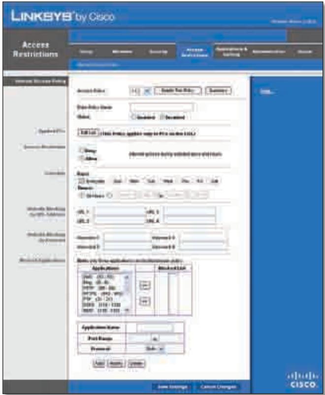 LINKSYS WRT320N - Access Restrictions > Internet Access (Restrizioni di accesso > Accesso Internet) - 1