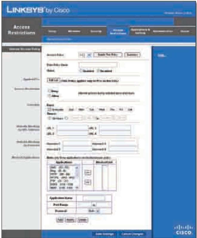 LINKSYS WRT320N - Access Restrictions (Toegangsbeperkingen) >Internet Access (Internettoegang) - 1