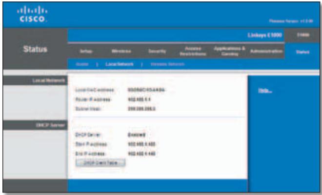 LINKSYS E1000 - Status > Local Network - 1