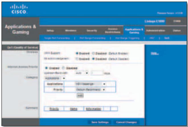 LINKSYS E1000 - Applications and Gaming > QoS - 1