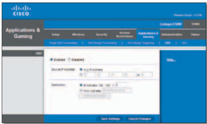LINKSYS E1000 - Applications and Gaming > DMZ - 1