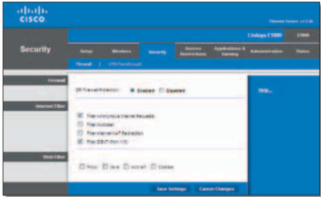 LINKSYS E1000 - Security > Firewall - 1