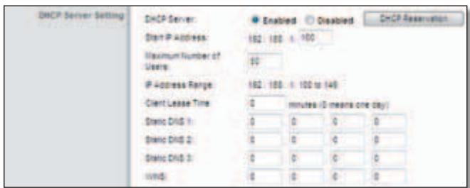 LINKSYS E1000 - DHCP Server Settings - 1