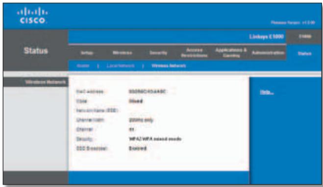 LINKSYS E1000 - Status > Wireless Network - 1