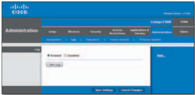 LINKSYS E1000 - Administration > Log - 1