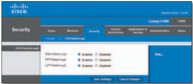 LINKSYS E1000 - Security >VPN Passthrough - 1