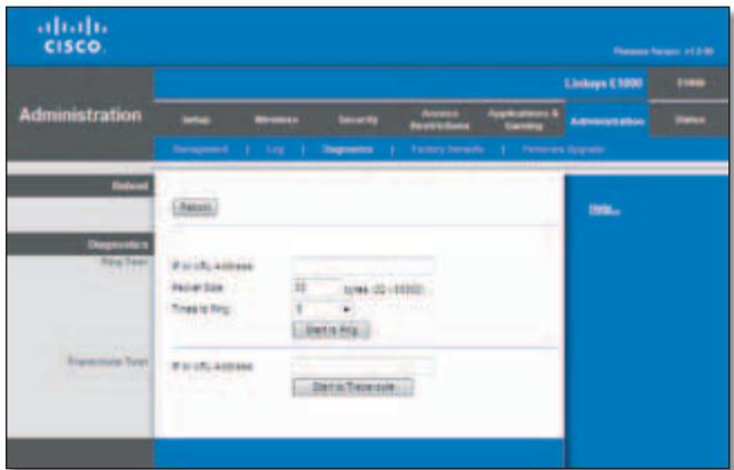 LINKSYS E1000 - Administration > Diagnostics - 1