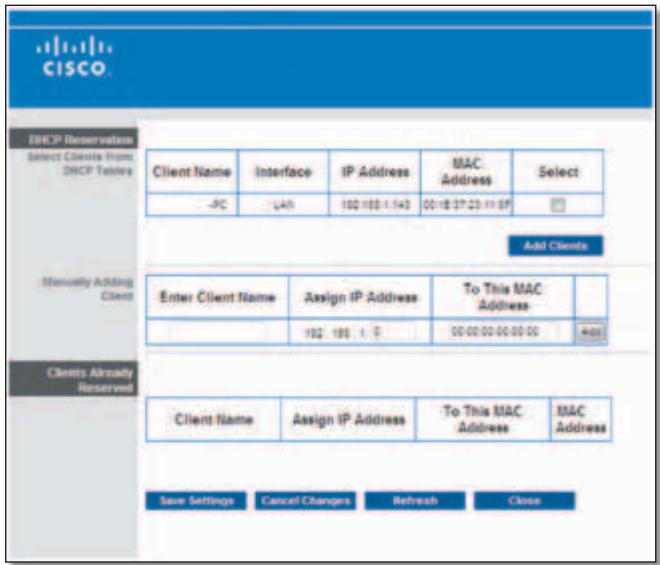 LINKSYS E1000 - DHCP Reservation - 1
