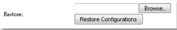 Restore: Browse... Restore Configurations