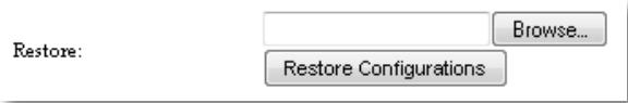 Restore: Browse... Restore Configurations