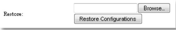 Restore: Browse... Restore Configurations