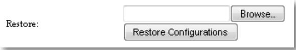 Restore: Browse... Restore Configurations