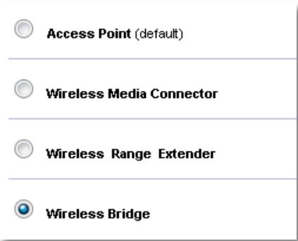 LINKSYS WAP300N - Selecteer als volgt de modus Wireless Bridge (Draadloze brug): - 1