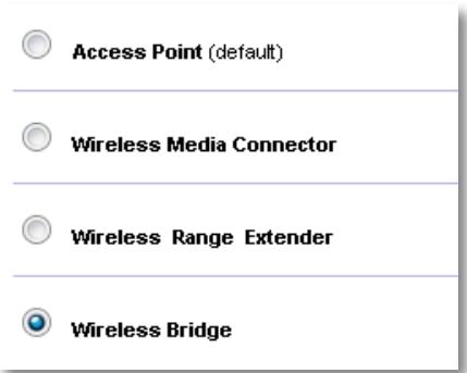 LINKSYS WAP300N - Para selecionar o modo Wireless Bridge (Bridge sem fio): - 1