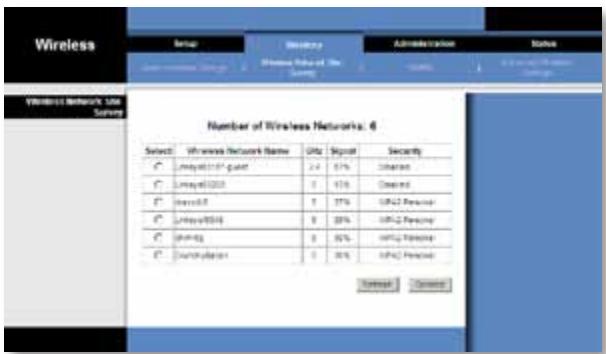 LINKSYS WET610N - Wireless (Sem fios) > Wireless Network Site Survey (Pesquisa de sites de redes sem fios) - 1