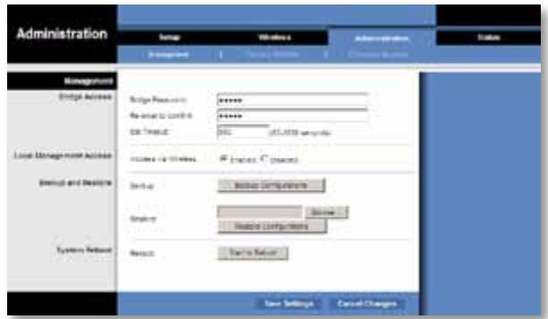 LINKSYS WET610N - Administration > Management (Administración > Gestion) - 1