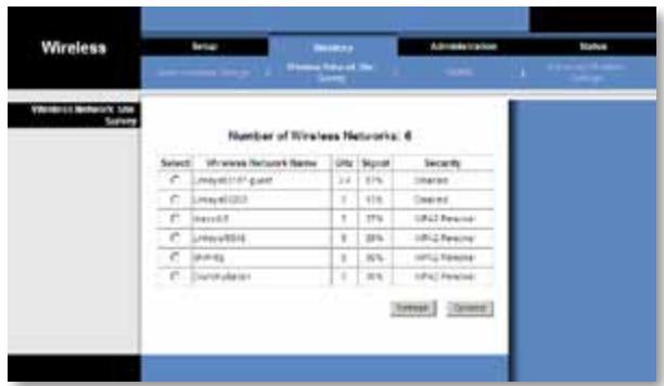 LINKSYS WET610N - Wireless — Wireless Network Site Survey (Połaczenia bezprzewodowe — Badanie lokalizacja sieci bezprzewodowej) - 1