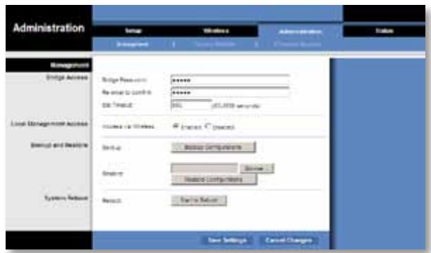 LINKSYS WET610N - Administration (Verwaltung) > Management (Verwaltungsfunktionen) - 1
