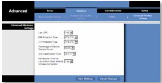 LINKSYS WET610N - Wireless > Advanced Wireless Settings (Erweiterte Wireless-Einstellungen) - 1