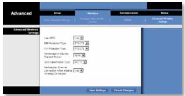 LINKSYS WET610N - Sans fil > Paramètres sans fil avancés - 1