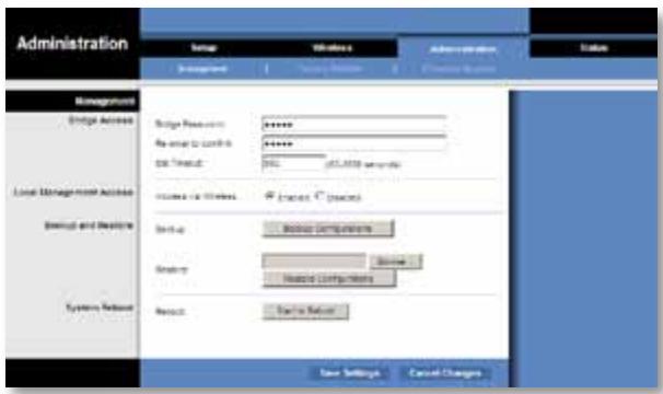 LINKSYS WET610N - (_j, _j) Management < (_j, _j) Administration - 1