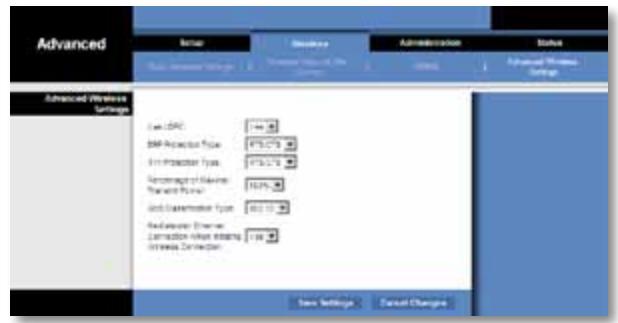 LINKSYS WET610N - Wireless > Advanced Wireless Settings - 1