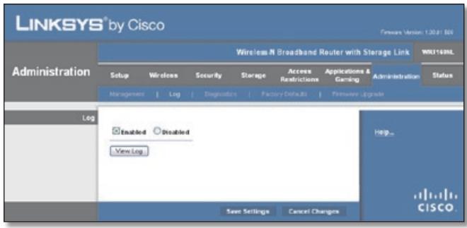 LINKSYS WRT160NL, WRT160N - Administration > Log - 1